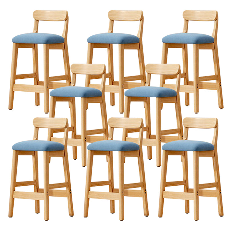 Modern Solid Wood Counter Stool Bar-height Low Back Bar Stool with Footrest