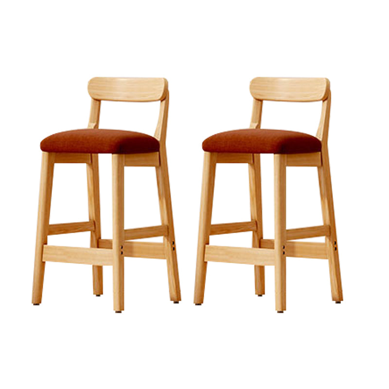 Modern Solid Wood Counter Stool Bar-height Low Back Bar Stool with Footrest
