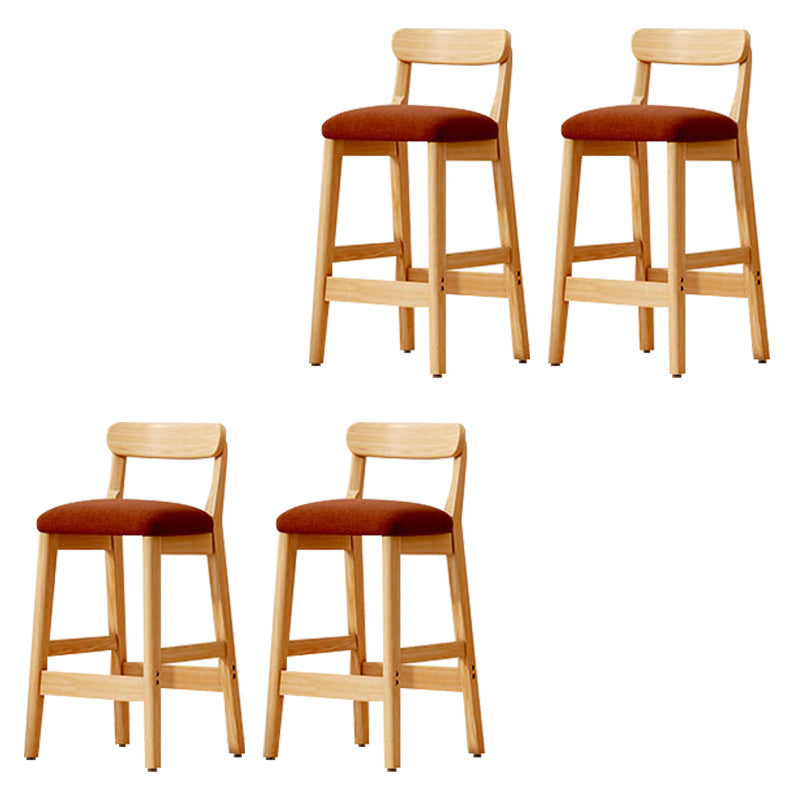 Modern Solid Wood Counter Stool Bar-height Low Back Bar Stool with Footrest