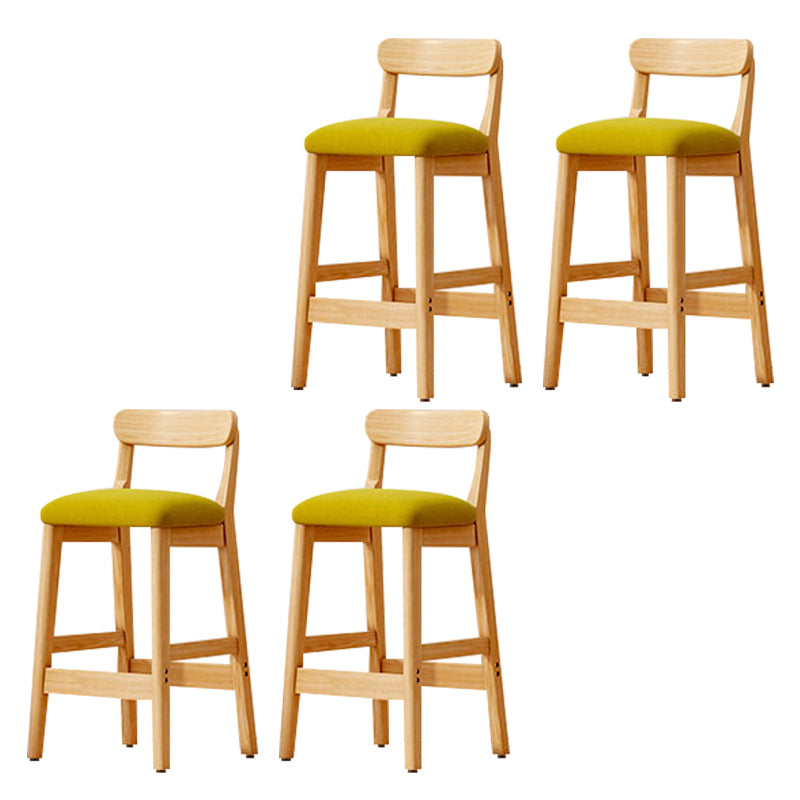 Modern Solid Wood Counter Stool Bar-height Low Back Bar Stool with Footrest