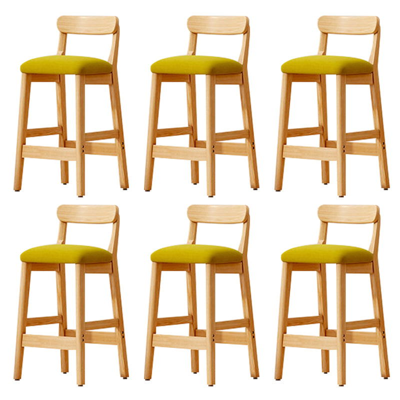 Modern Solid Wood Counter Stool Bar-height Low Back Bar Stool with Footrest