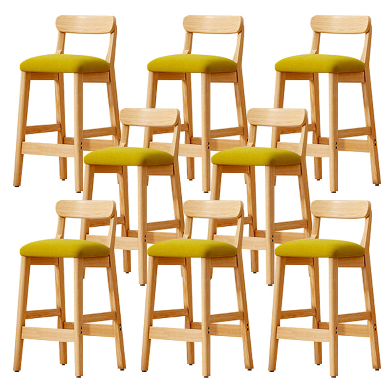Modern Solid Wood Counter Stool Bar-height Low Back Bar Stool with Footrest