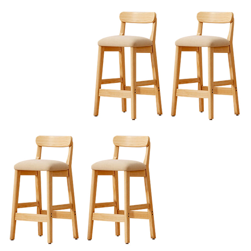 Modern Solid Wood Counter Stool Bar-height Low Back Bar Stool with Footrest