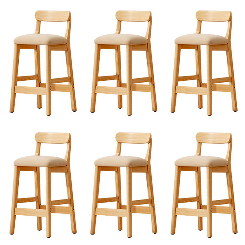 Modern Solid Wood Counter Stool Bar-height Low Back Bar Stool with Footrest