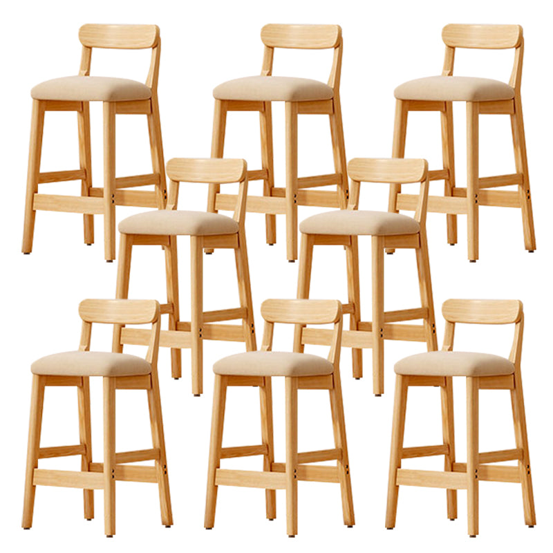 Modern Solid Wood Counter Stool Bar-height Low Back Bar Stool with Footrest