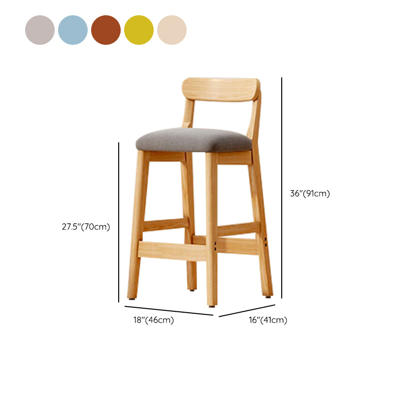 Modern Solid Wood Counter Stool Bar-height Low Back Bar Stool with Footrest