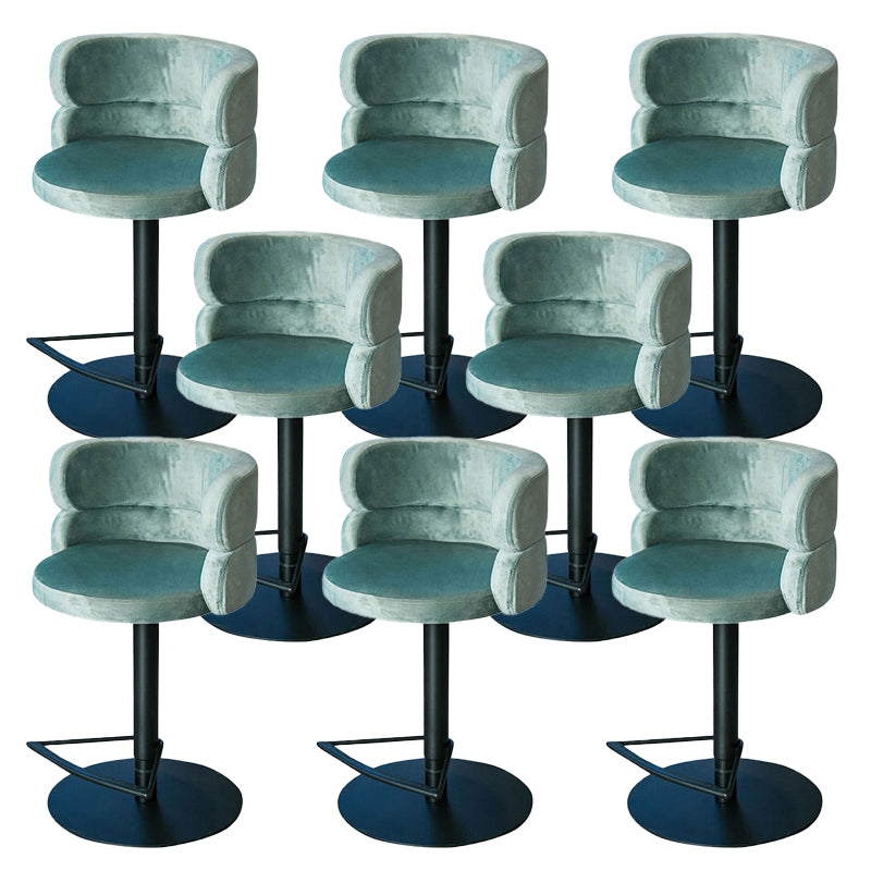 Green Bar Stools Adjustable Height Swivel Dining Stools with Metal Base