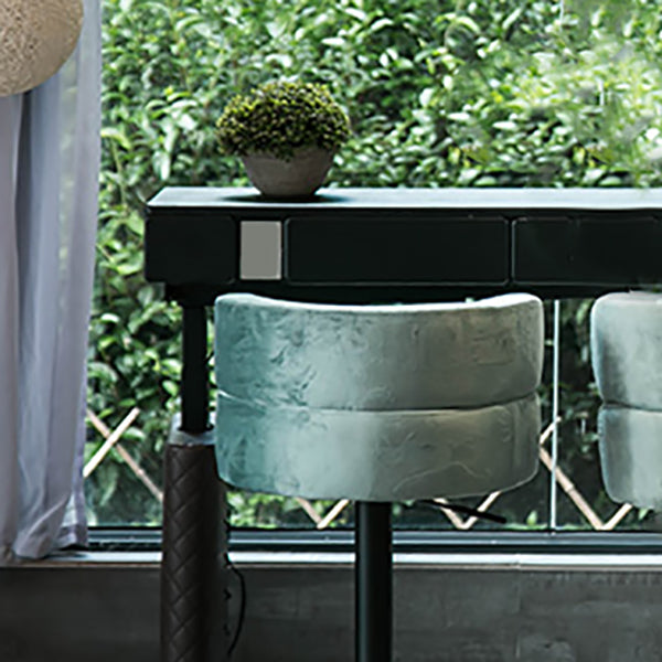 Green Bar Stools Adjustable Height Swivel Dining Stools with Metal Base