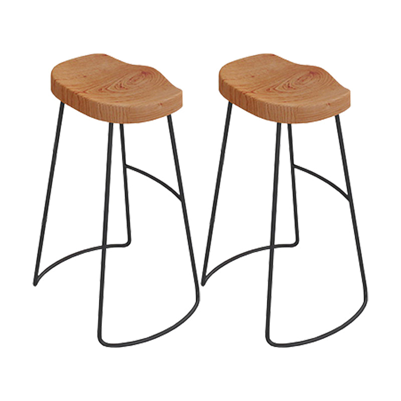 Wood Backless Dining Stools Contemporary Bar Stools with Footrest