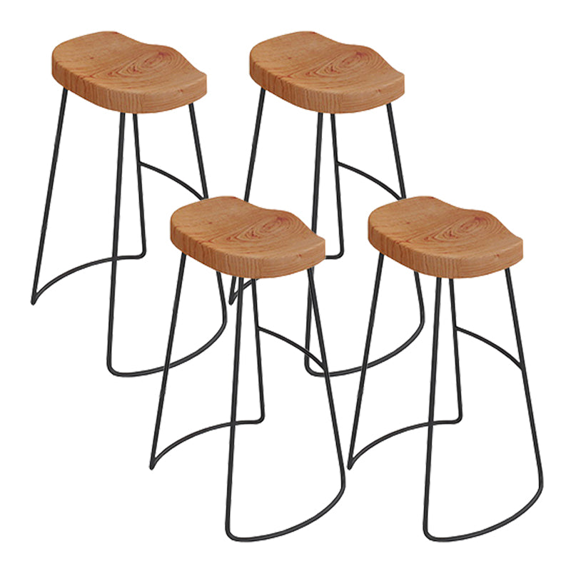 Wood Backless Dining Stools Contemporary Bar Stools with Footrest