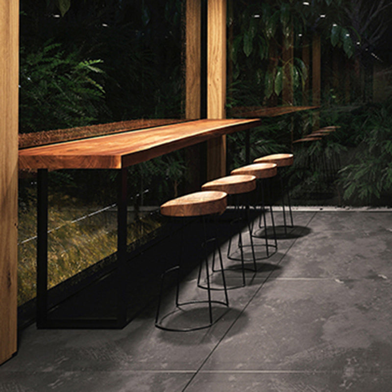 Wood Backless Dining Stools Contemporary Bar Stools with Footrest