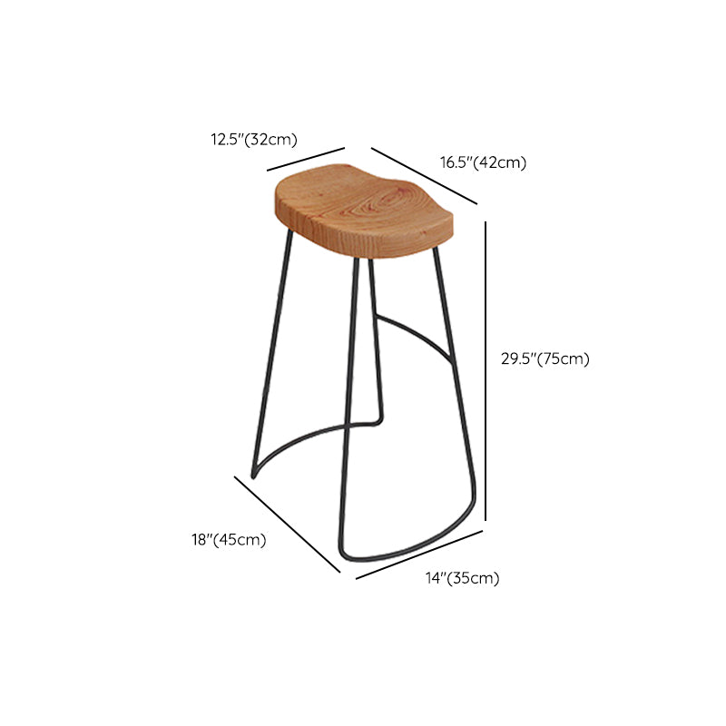 Wood Backless Dining Stools Contemporary Bar Stools with Footrest