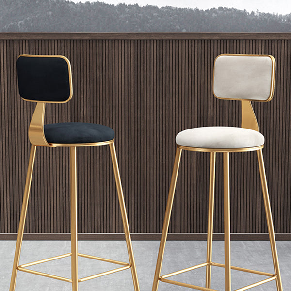 Glam Gold Legs Bar Stools Living Room Upholstered Counter Chair