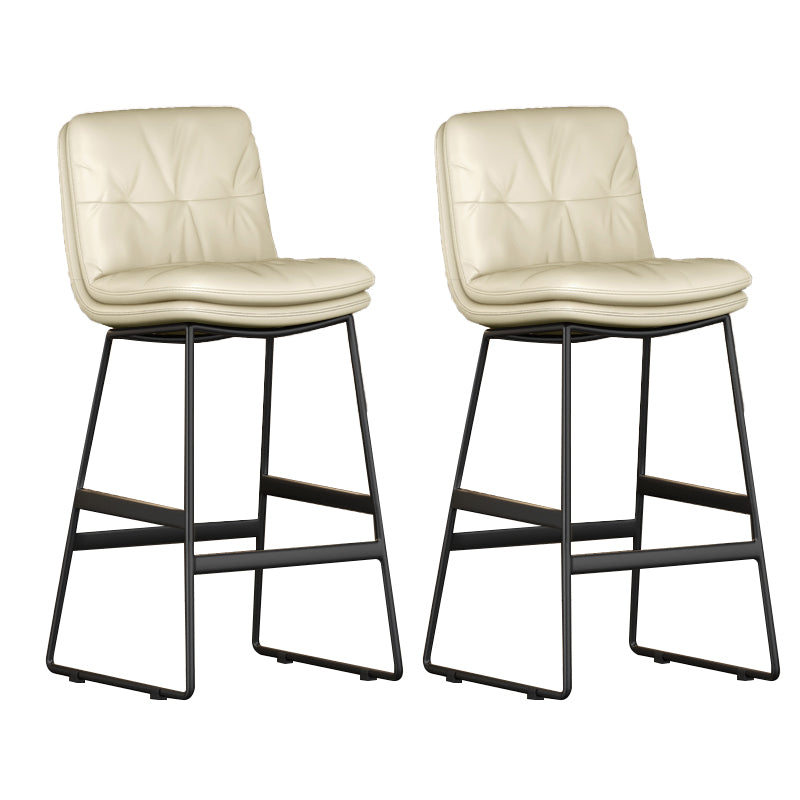 Faux Leather Bar Stools Industrial Metal Patio Bar Stool with Black Legs