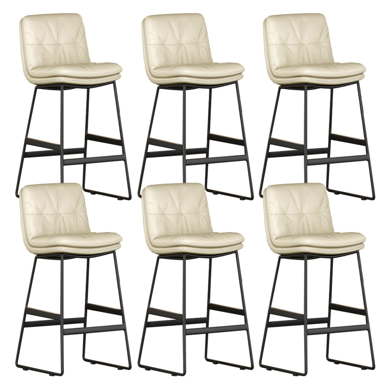 Faux Leather Bar Stools Industrial Metal Patio Bar Stool with Black Legs