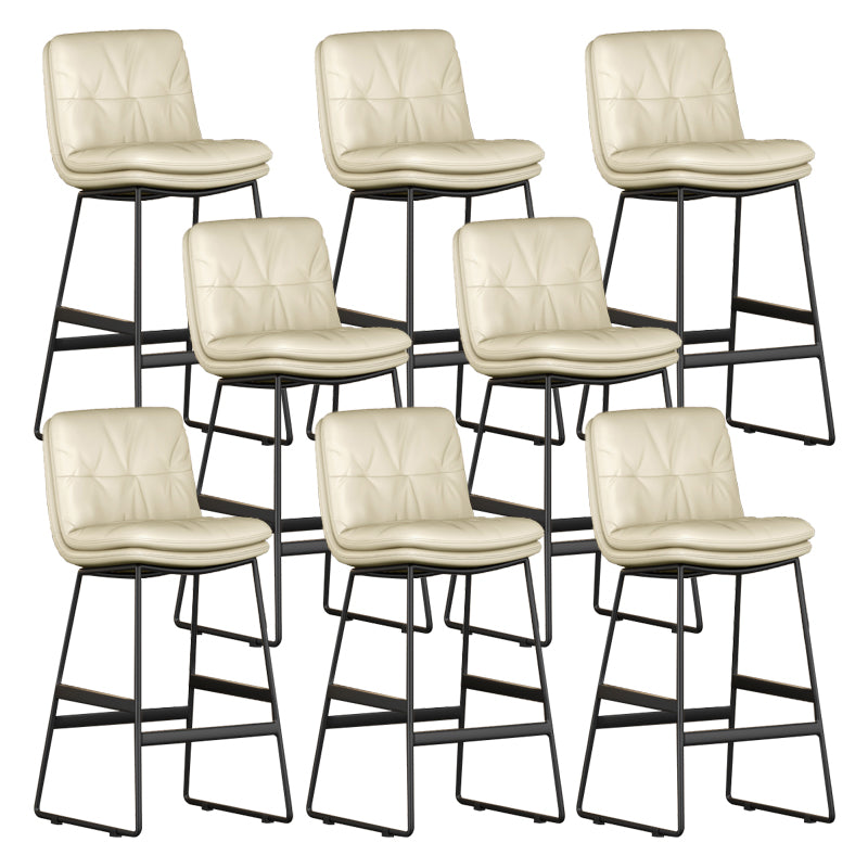 Faux Leather Bar Stools Industrial Metal Patio Bar Stool with Black Legs