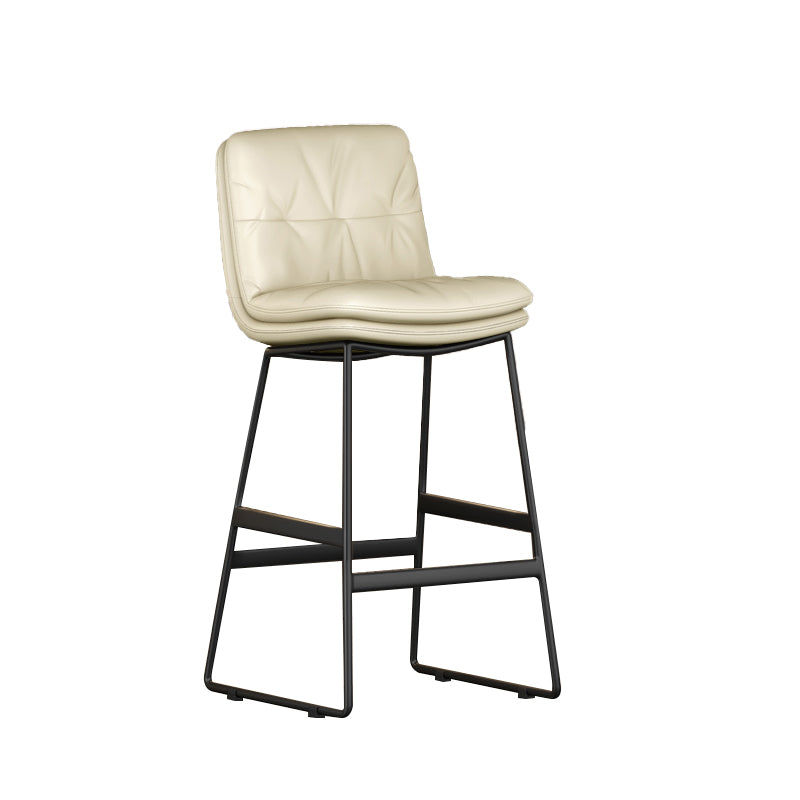 Faux Leather Bar Stools Industrial Metal Patio Bar Stool with Black Legs