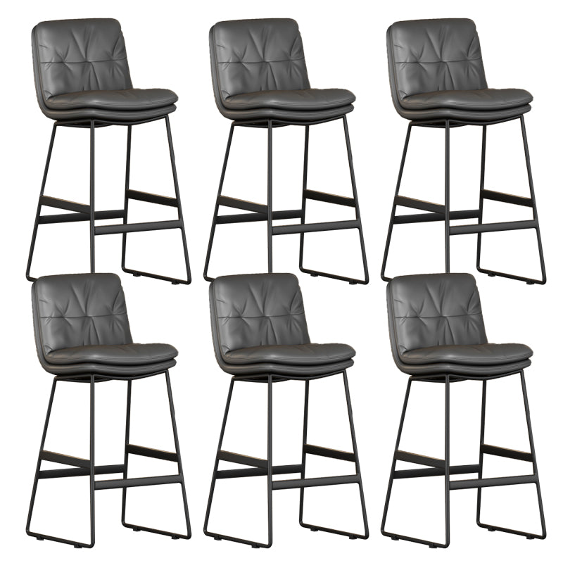 Faux Leather Bar Stools Industrial Metal Patio Bar Stool with Black Legs
