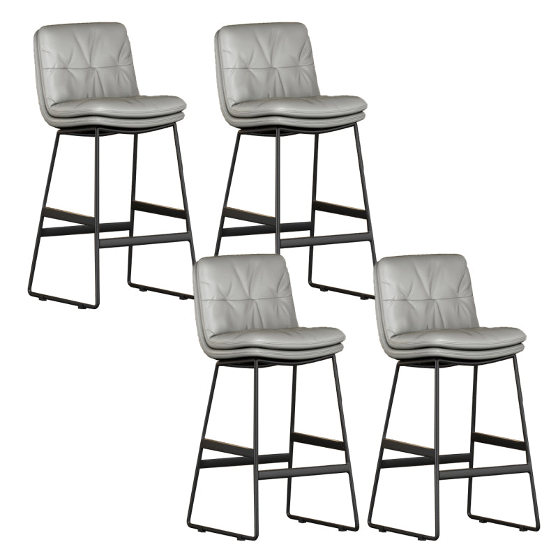 Faux Leather Bar Stools Industrial Metal Patio Bar Stool with Black Legs