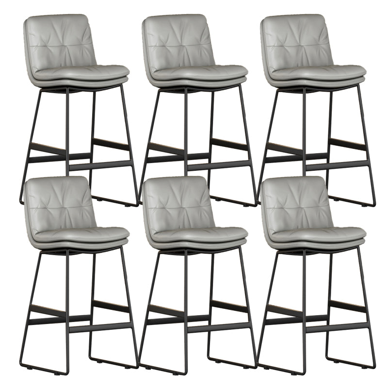 Faux Leather Bar Stools Industrial Metal Patio Bar Stool with Black Legs