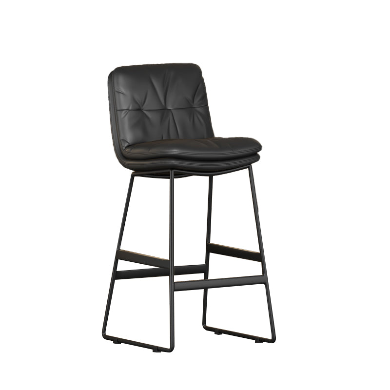 Faux Leather Bar Stools Industrial Metal Patio Bar Stool with Black Legs