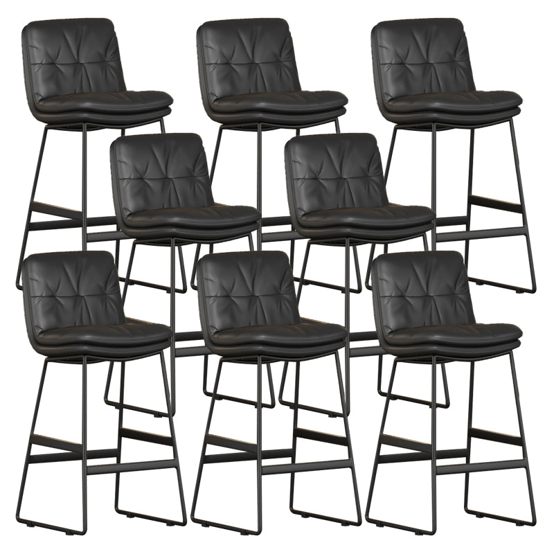 Faux Leather Bar Stools Industrial Metal Patio Bar Stool with Black Legs