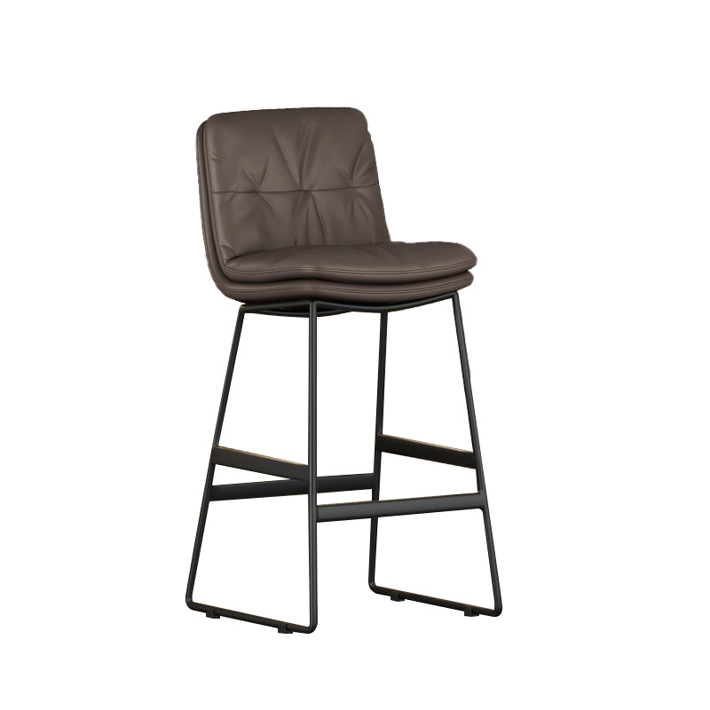 Faux Leather Bar Stools Industrial Metal Patio Bar Stool with Black Legs