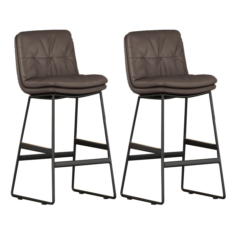 Faux Leather Bar Stools Industrial Metal Patio Bar Stool with Black Legs