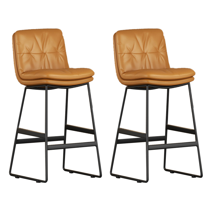 Faux Leather Bar Stools Industrial Metal Patio Bar Stool with Black Legs