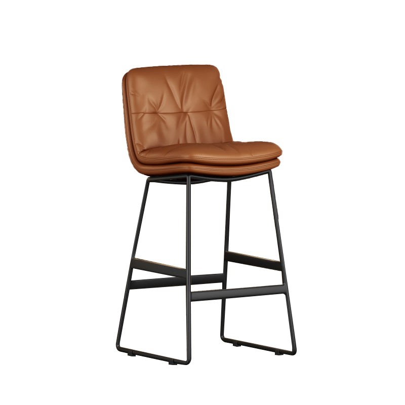 Faux Leather Bar Stools Industrial Metal Patio Bar Stool with Black Legs