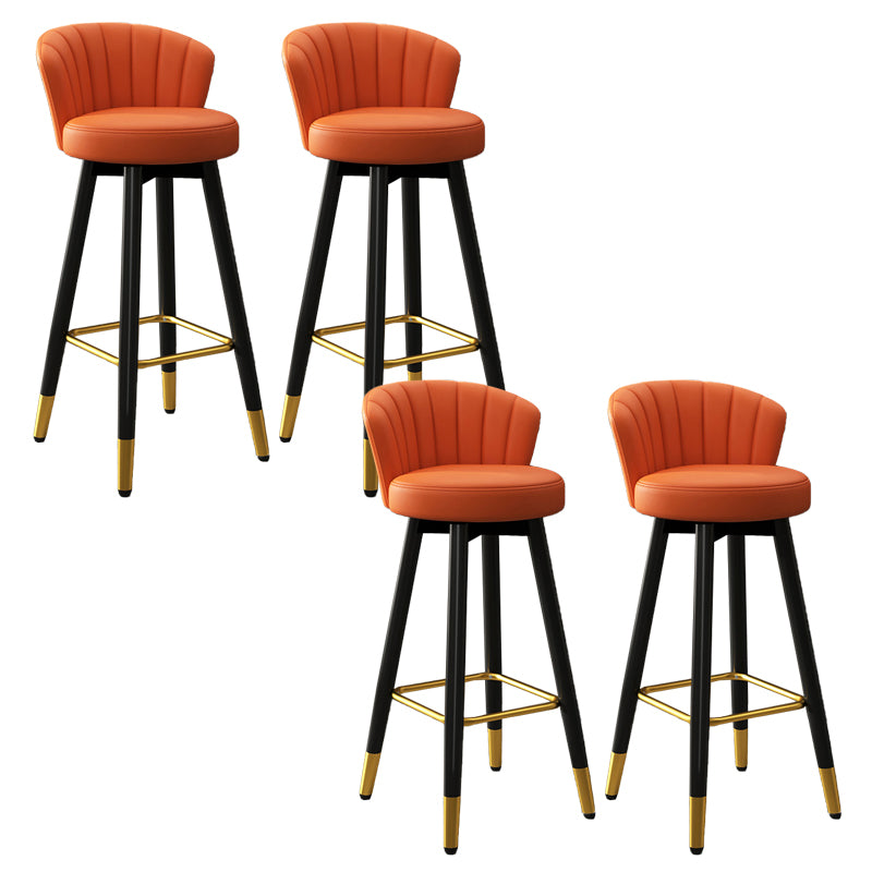 Contemporary Metal Legs Bar Stools Faux Leather Living Room Counter Chair