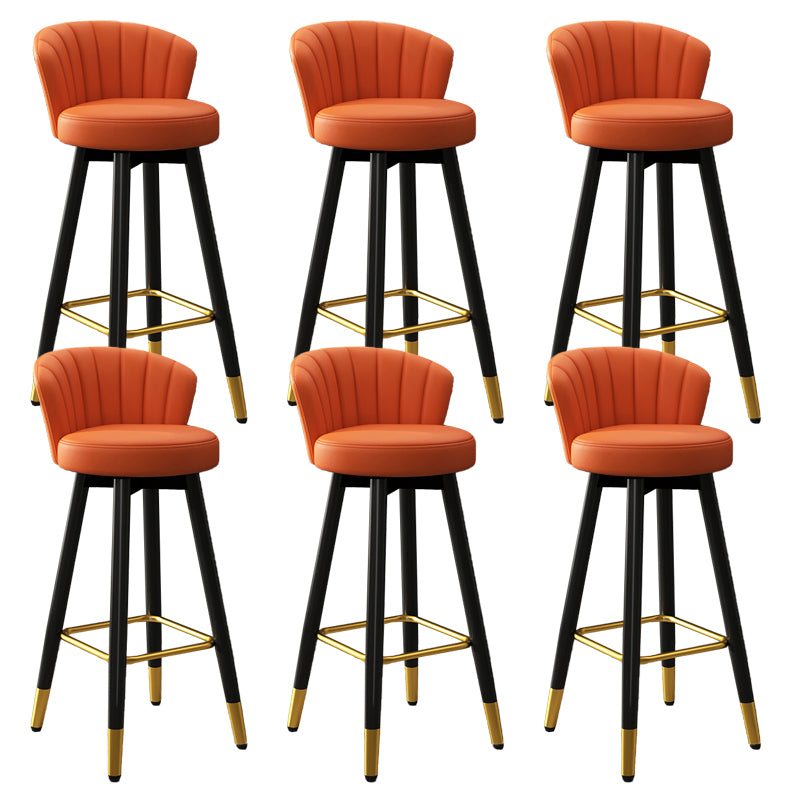 Contemporary Metal Legs Bar Stools Faux Leather Living Room Counter Chair