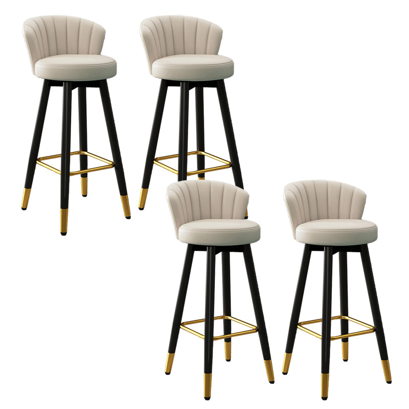 Contemporary Metal Legs Bar Stools Faux Leather Living Room Counter Chair