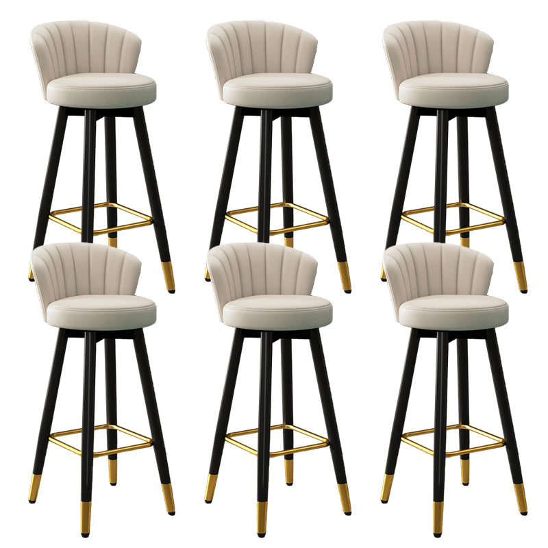 Contemporary Metal Legs Bar Stools Faux Leather Living Room Counter Chair
