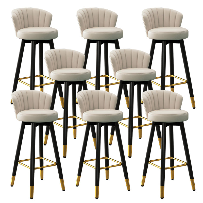 Contemporary Metal Legs Bar Stools Faux Leather Living Room Counter Chair