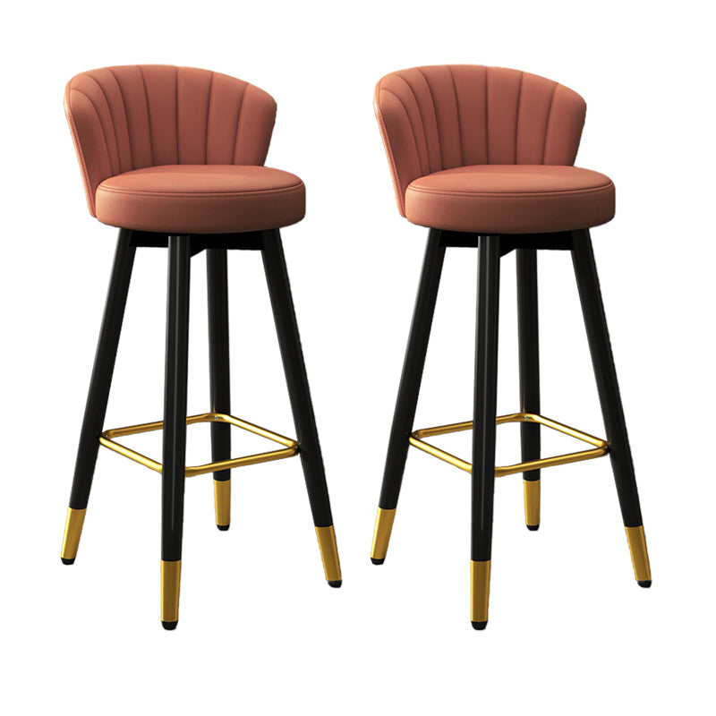 Contemporary Metal Legs Bar Stools Faux Leather Living Room Counter Chair