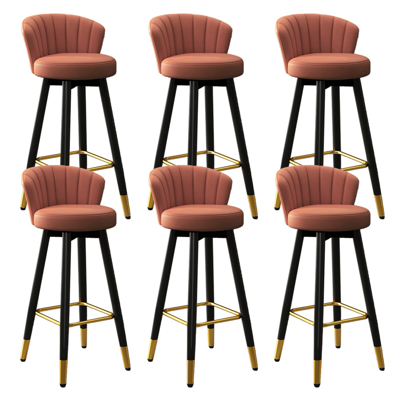 Contemporary Metal Legs Bar Stools Faux Leather Living Room Counter Chair