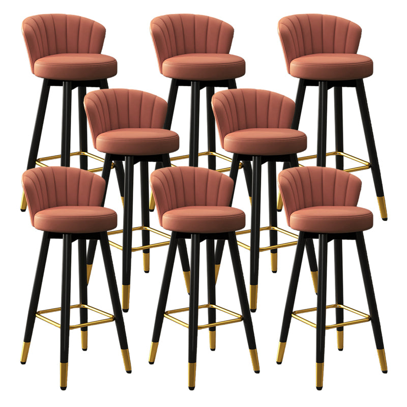 Contemporary Metal Legs Bar Stools Faux Leather Living Room Counter Chair