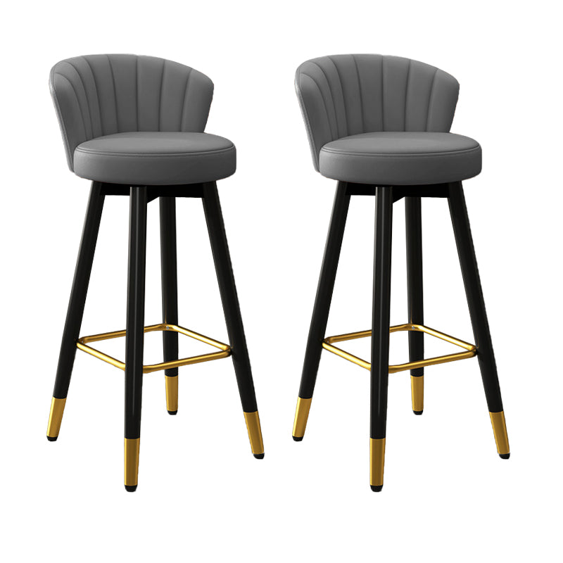 Contemporary Metal Legs Bar Stools Faux Leather Living Room Counter Chair