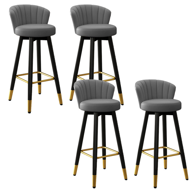 Contemporary Metal Legs Bar Stools Faux Leather Living Room Counter Chair