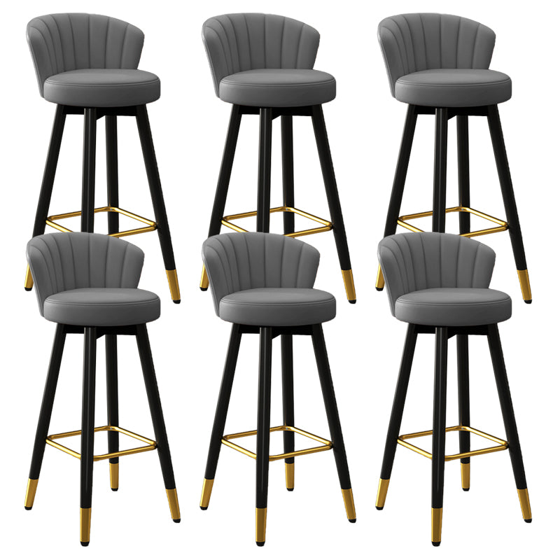 Contemporary Metal Legs Bar Stools Faux Leather Living Room Counter Chair