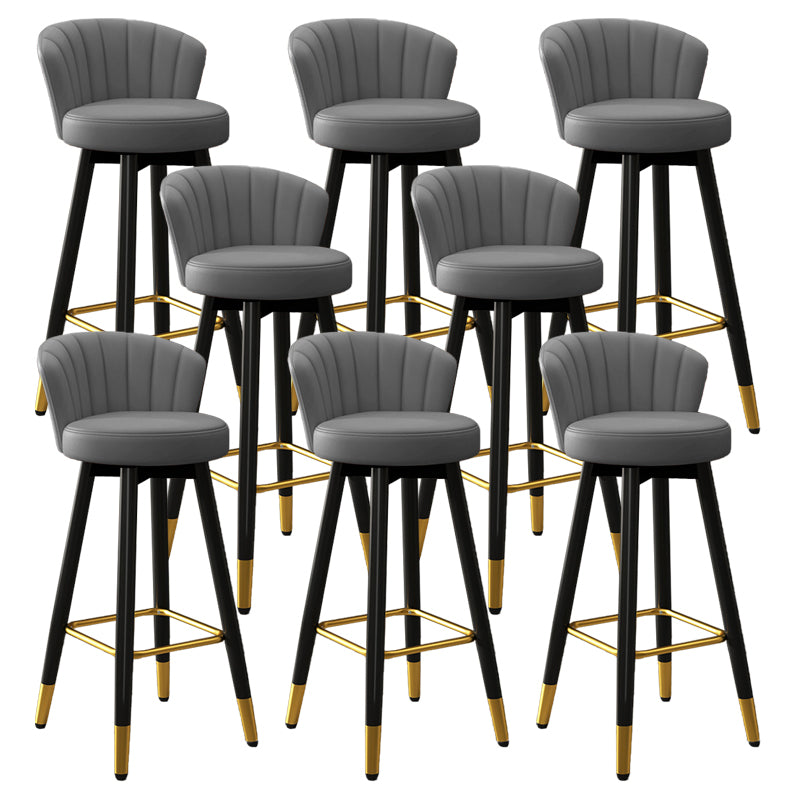 Contemporary Metal Legs Bar Stools Faux Leather Living Room Counter Chair