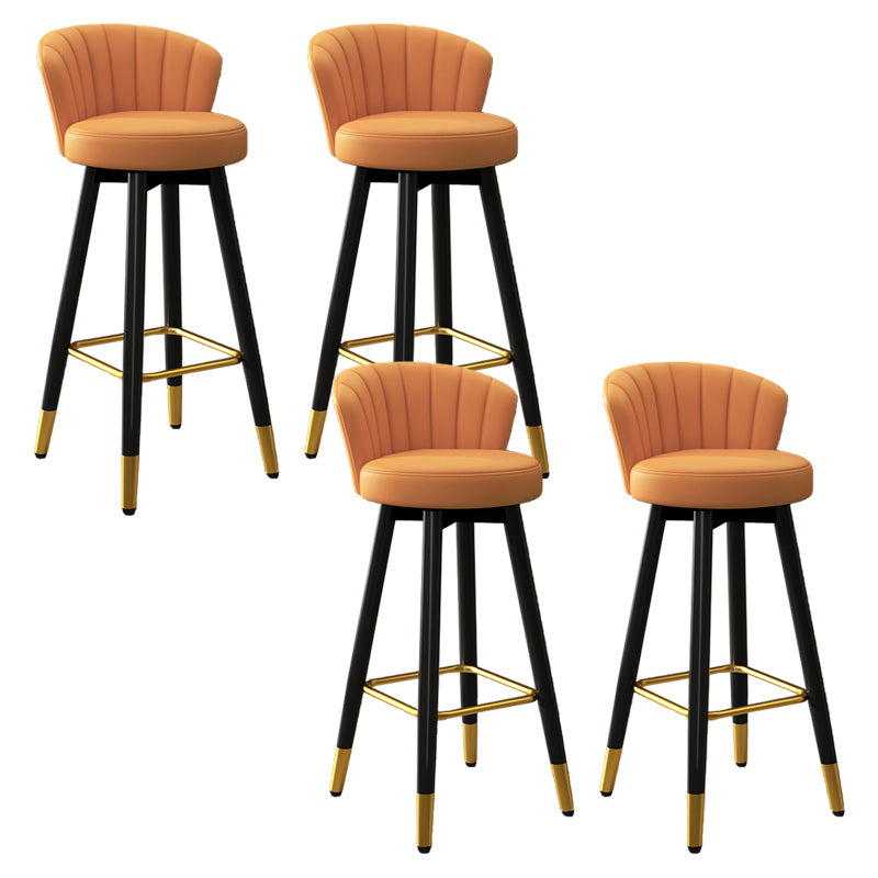 Contemporary Metal Legs Bar Stools Faux Leather Living Room Counter Chair