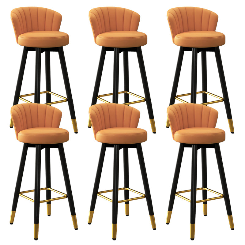 Contemporary Metal Legs Bar Stools Faux Leather Living Room Counter Chair