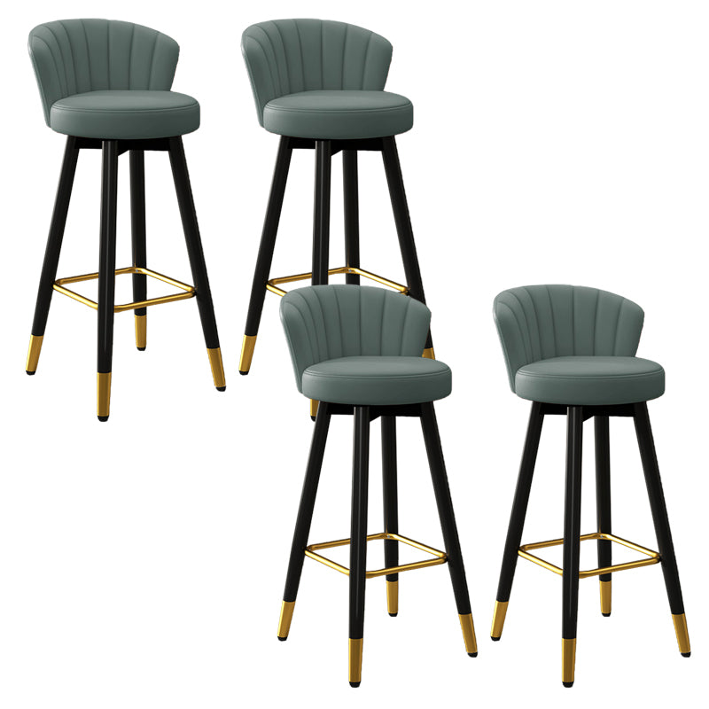 Contemporary Metal Legs Bar Stools Faux Leather Living Room Counter Chair