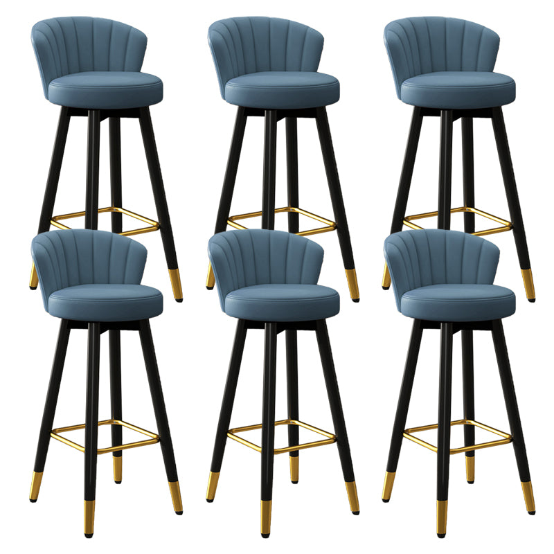 Contemporary Metal Legs Bar Stools Faux Leather Living Room Counter Chair