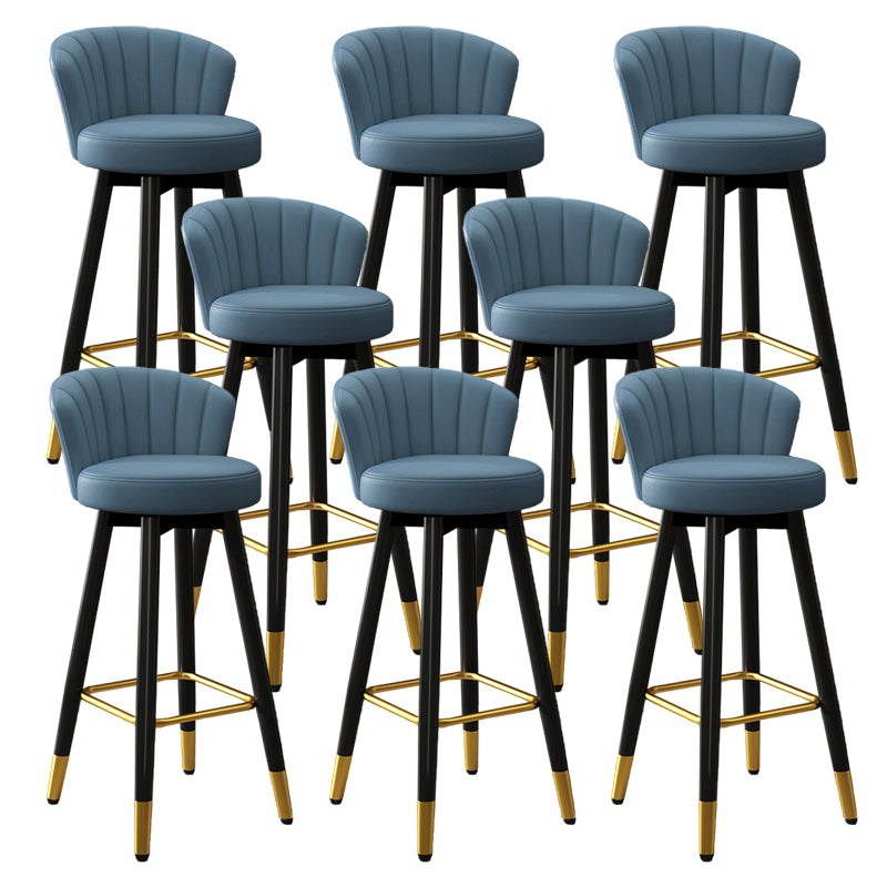 Contemporary Metal Legs Bar Stools Faux Leather Living Room Counter Chair