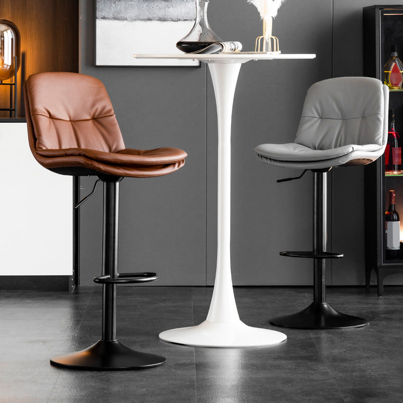 Contemporary Metal Legs Bar Stools Indoor Faux Leather Counter Chair