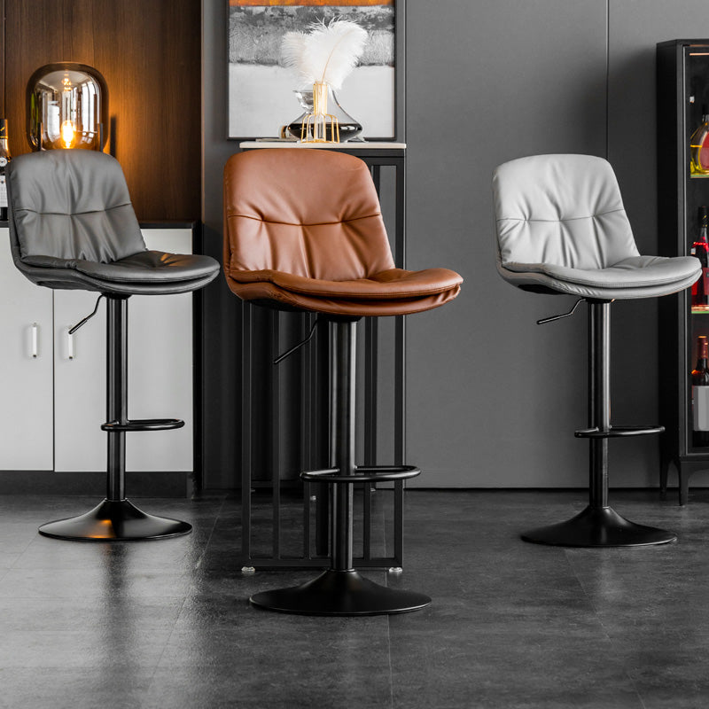 Contemporary Metal Legs Bar Stools Indoor Faux Leather Counter Chair