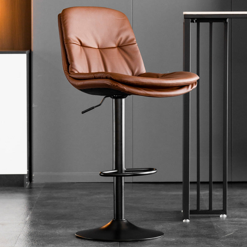 Contemporary Metal Legs Bar Stools Indoor Faux Leather Counter Chair